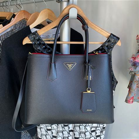 large saffiano leather double prada bag|prada nylon saffiano bag.